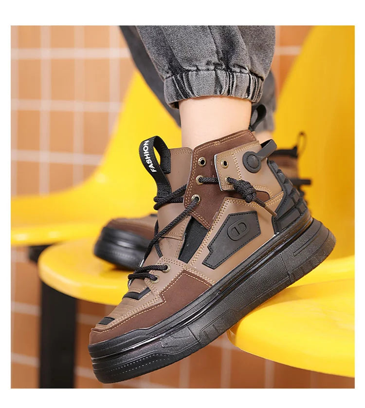 New Mens Designer Purple Sneakers Comfortable Lace Up Platform Shoes Men Streetwear High Top Sneakers Men Fashion Trainers Shoes