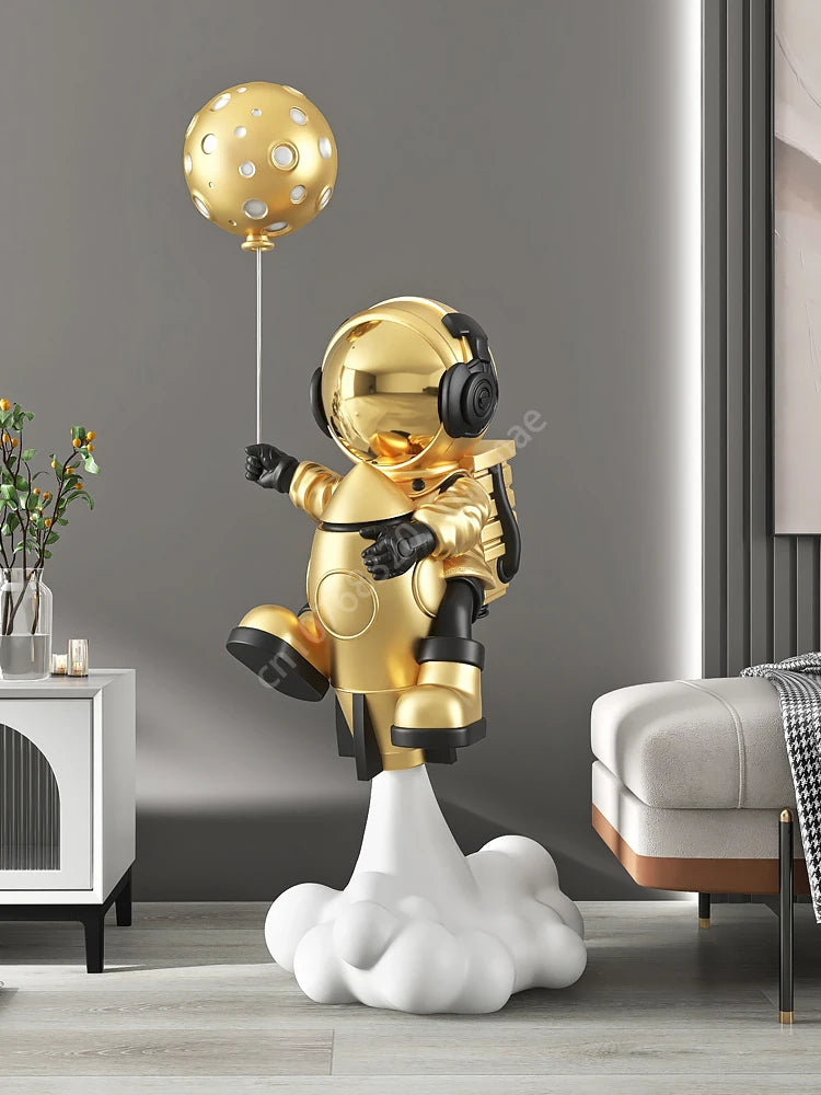 95cm Astronaut Balloon Lamp Sculpture Large Floor-standing Decoration Living Room TV Cabinet Home Decoration Statue Housewarming