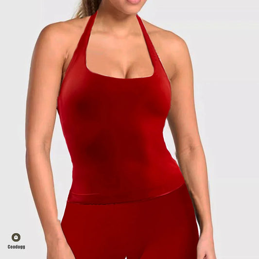 Top Seamless Yoga Backless Hanging Neck