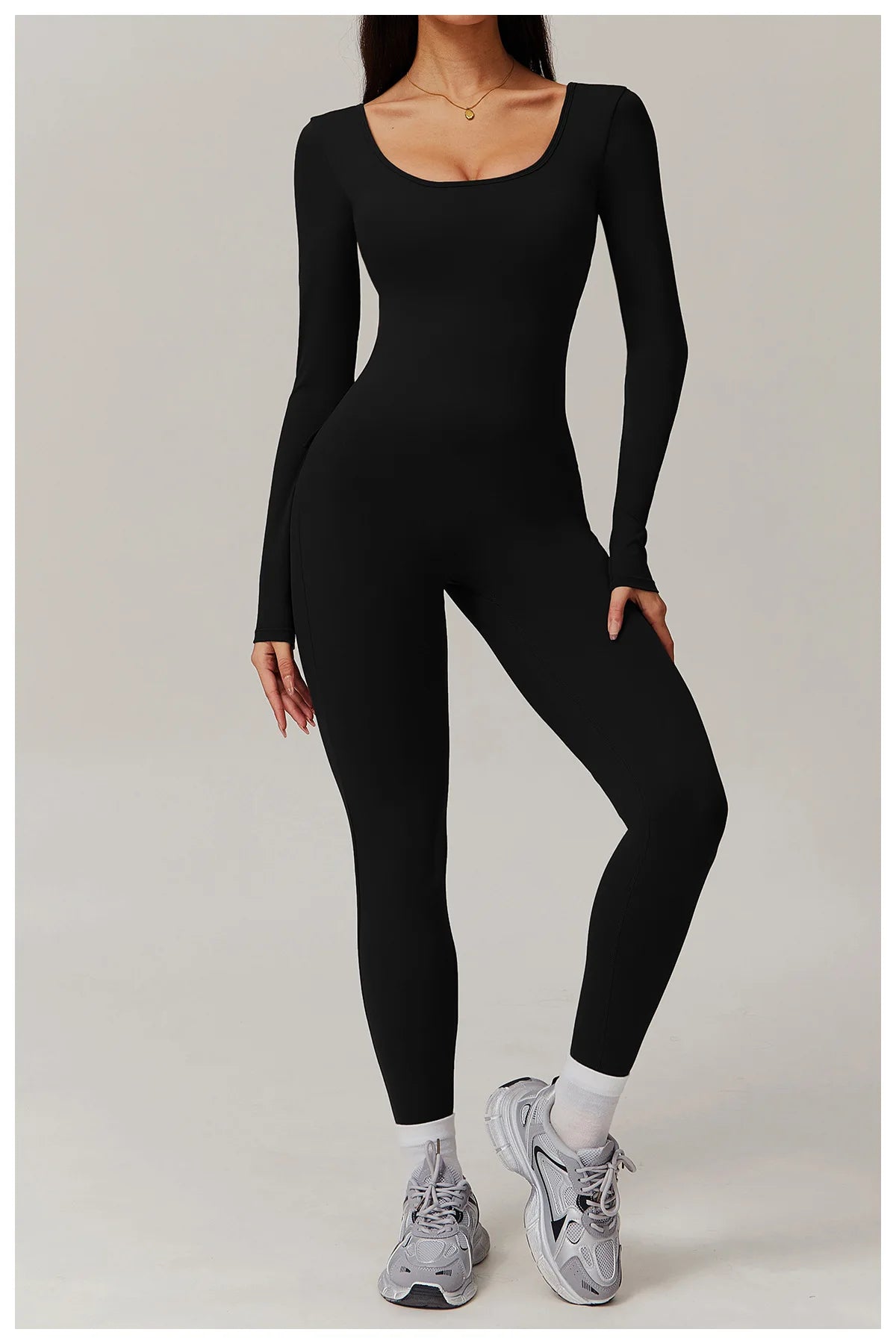 Backless Yoga Boilersuit Long Sleeved Women Sportswear Gym Jumpsuits