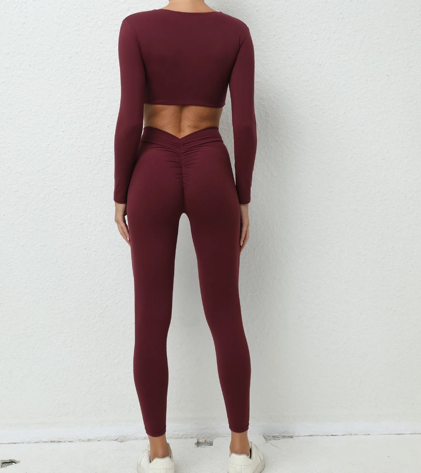 2PCS Yoga Set Sport Fitness High Waist Hip Lifting Pants