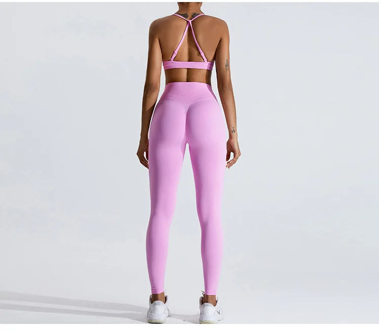 Gym Clothes Women 2 Pcs Yoga Set Sports Bra Seamless High Waist Leggings