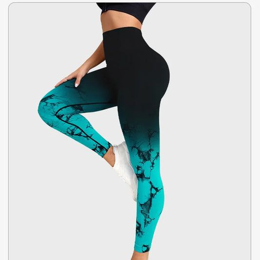 Gradient Tie Dye Yoga Pants Women Seamless Sport