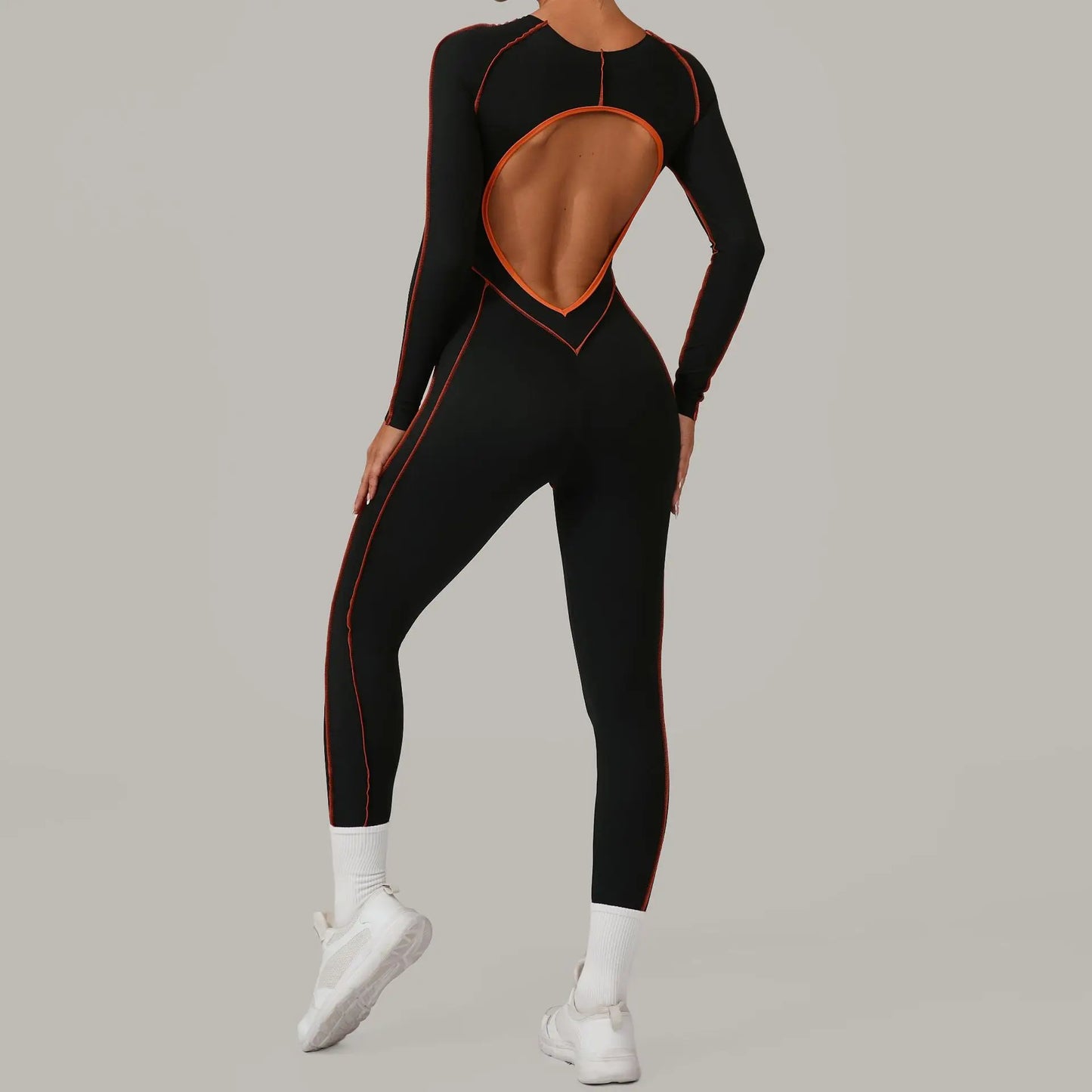 Yoga Suit Sport Fitness Seamless Line Contrast Color Skinny Pants One Piece