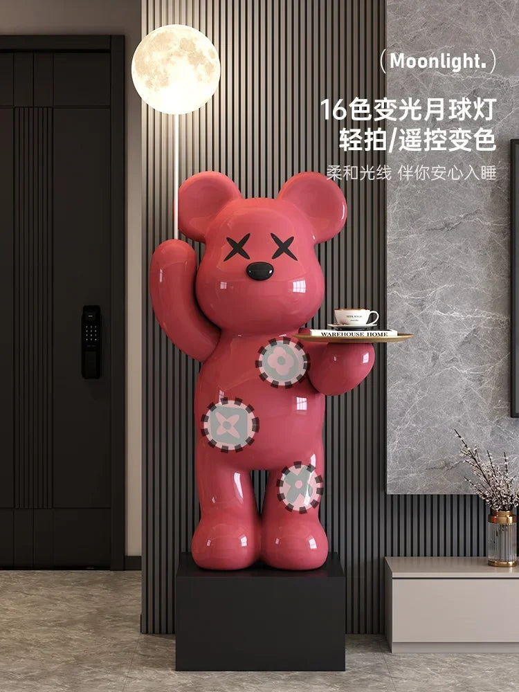 New Internet Celebrity Violent Bear Ornaments, Large Multi-functional Ornaments Piggy Bank, Luminous Tray Storage Sculpture