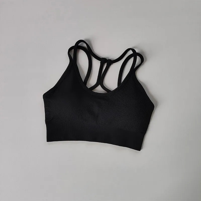 Women Breathable Sports Bra  Anti-sweat Fitness Top  Seamless Yoga Bra Gym Crop Top Brassiere Push Up Sport Bra Gym Workout Top