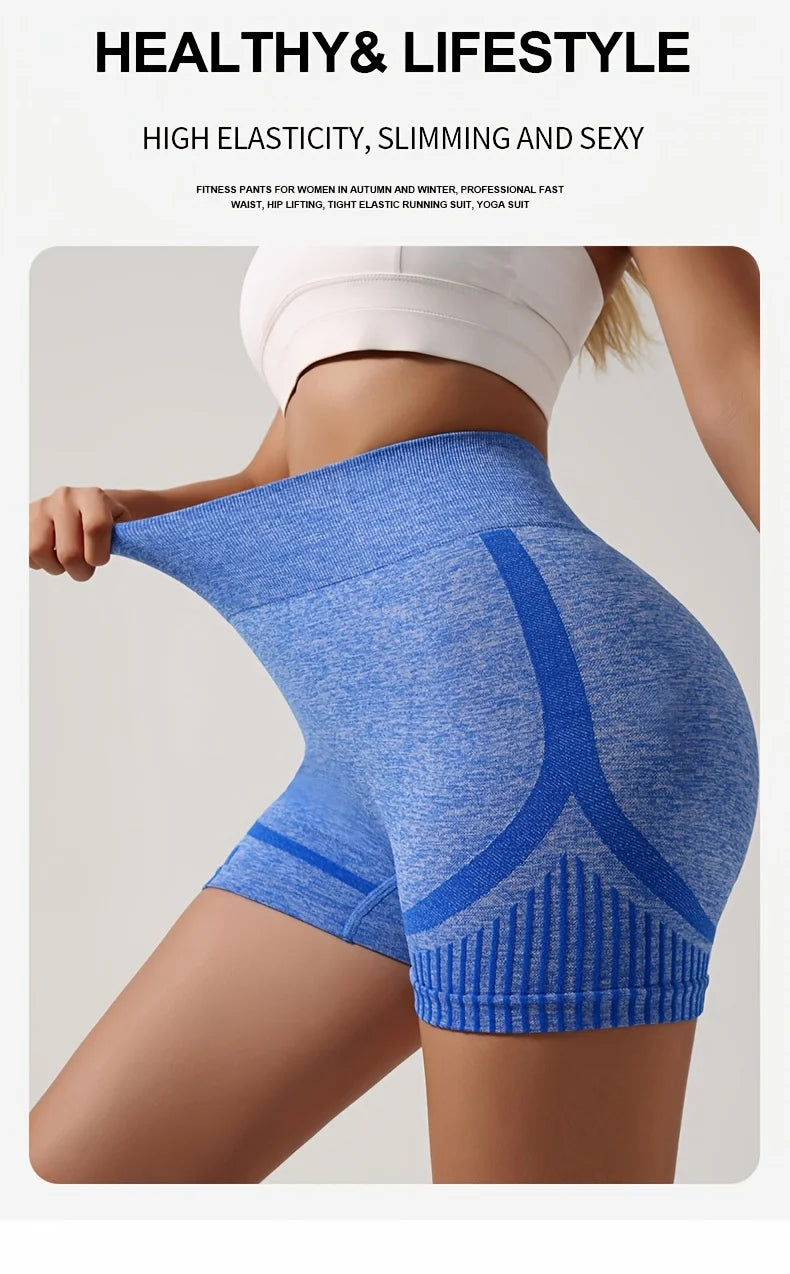 Women Butt Lifting Sports Shorts High Waist Hip Elastic Tummy Control Yoga Shorts Breathable Quick Dry Fitness Yoga Leggings