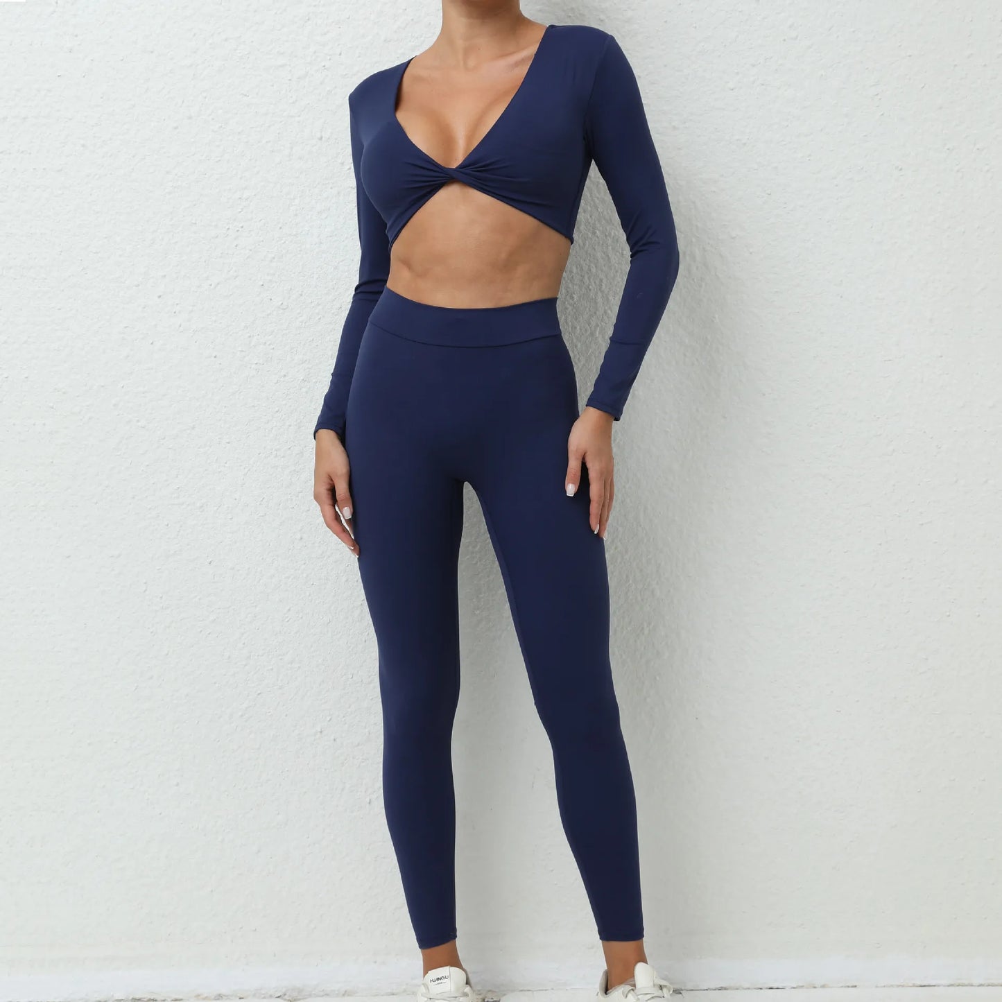 2PCS Yoga Set Sport Fitness High Waist Hip Lifting Pants