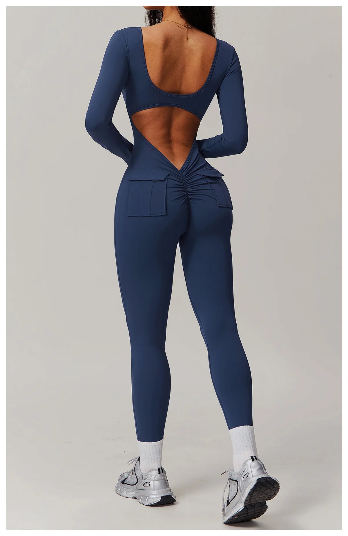 Backless Yoga Boilersuit Long Sleeved Women Sportswear Gym Jumpsuits