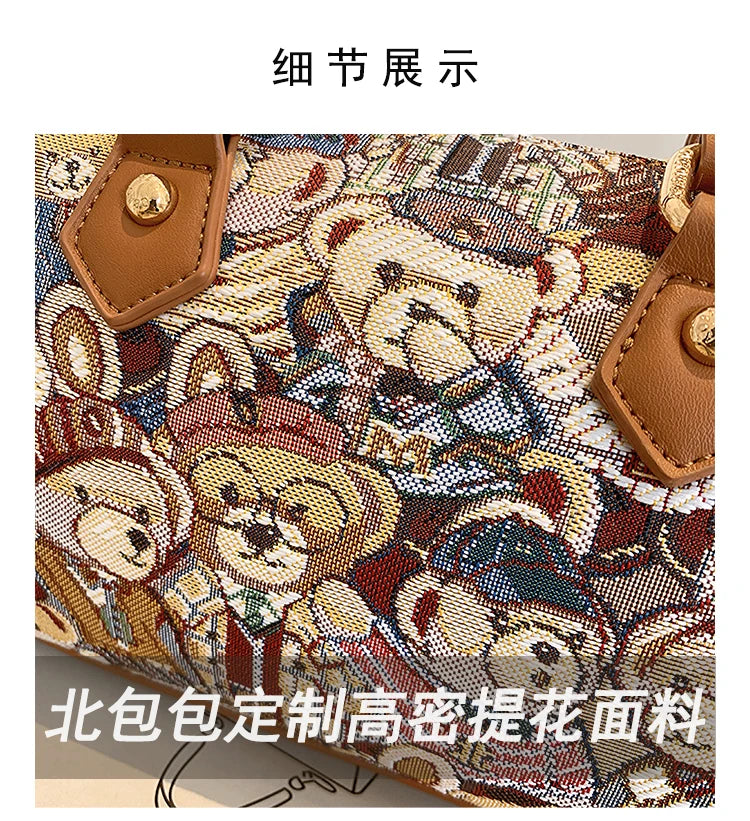 Crossbody Bag for Women 2023 New Cartoon Bear Canvas Handbag Fashion Full Match Ladies Purses and Handbags Bolsos Para Mujer