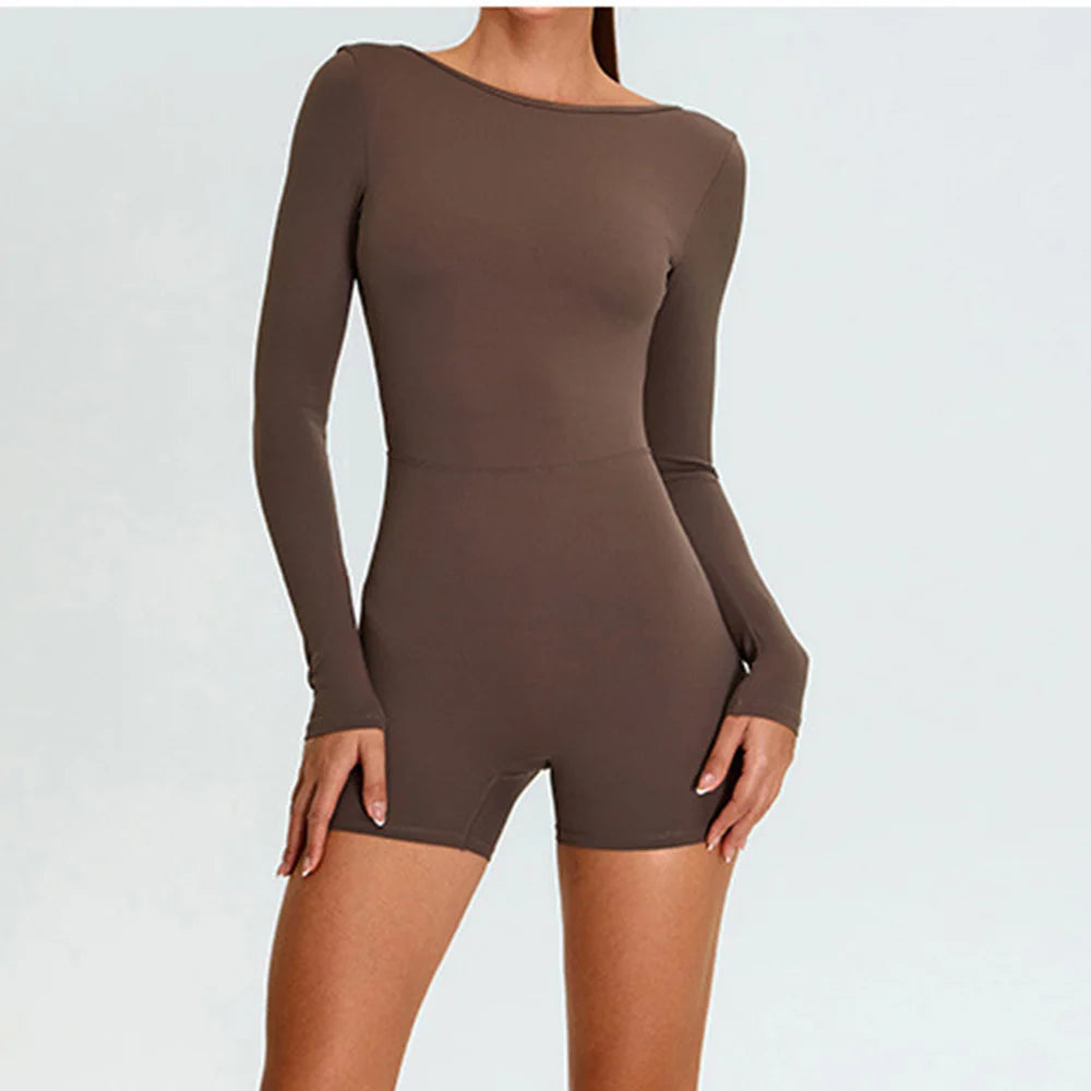Yoga Suit Yoga Jumpsuit Long Sleeved Backless Rompers Sports Wear