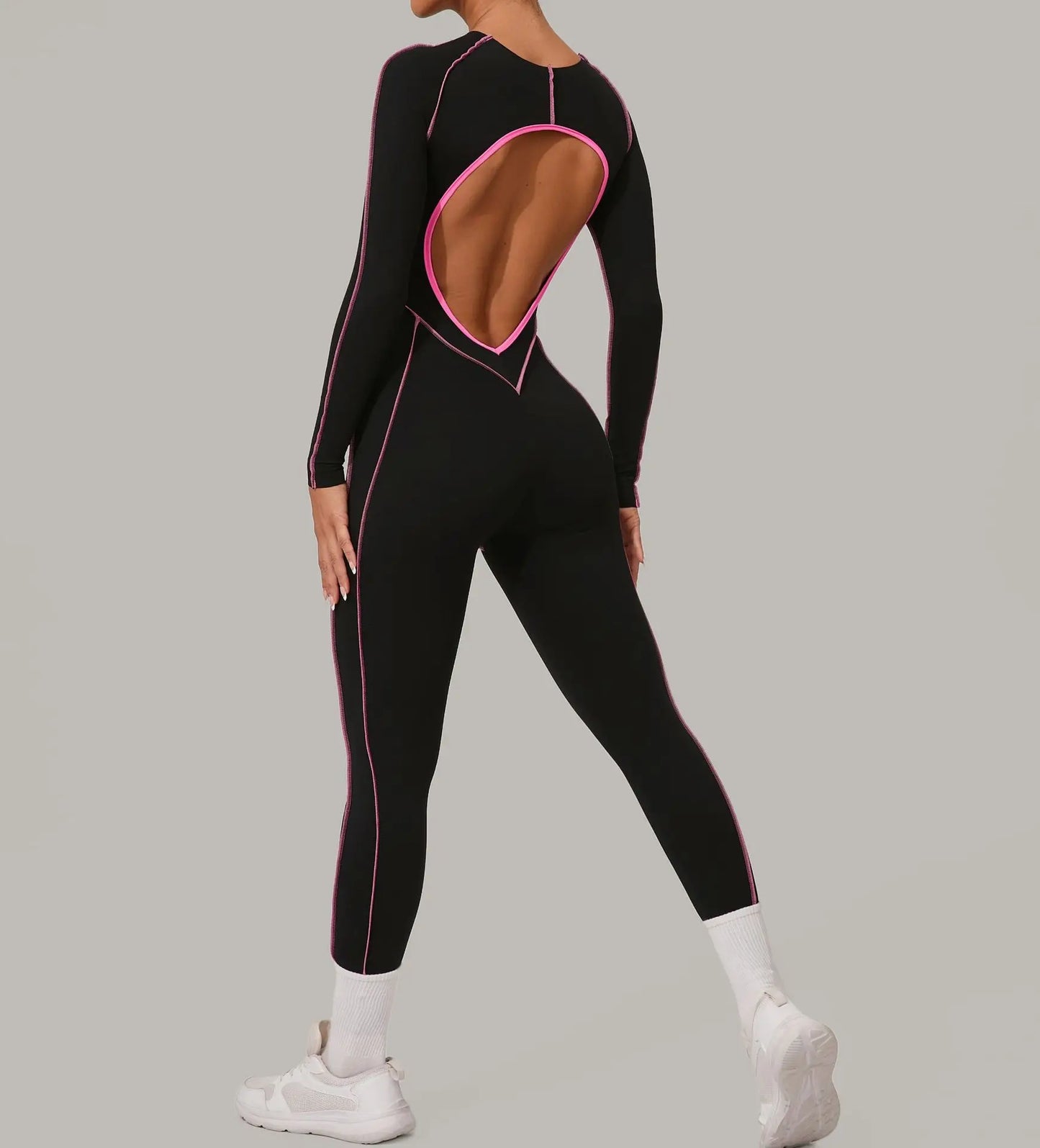 Yoga Suit Sport Fitness Seamless Line Contrast Color Skinny Pants One Piece
