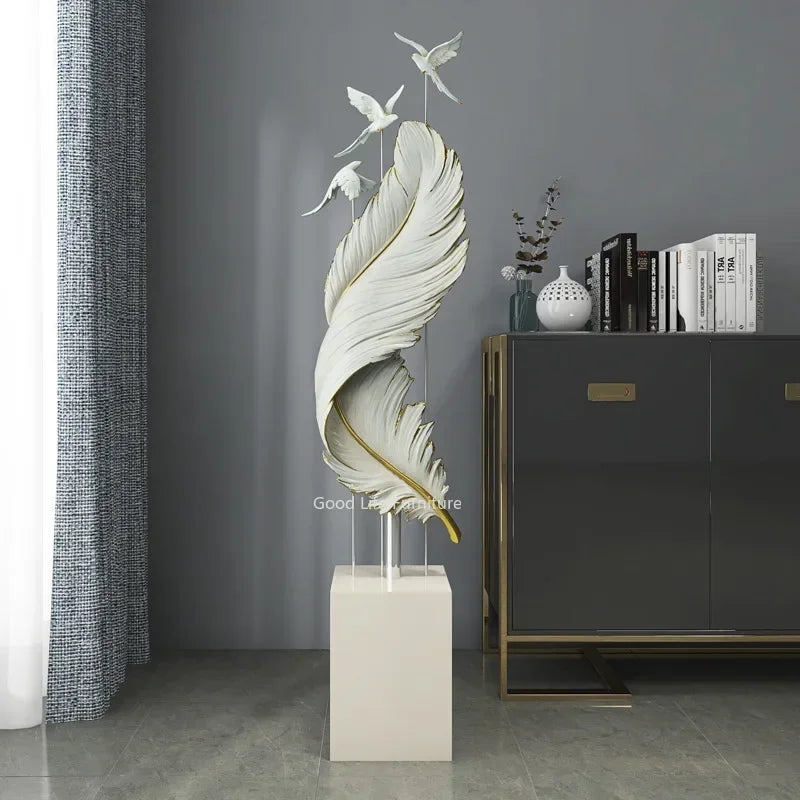 Nordic Living Room TV Cabinet Light Luxury Feather Decoration Large Entrance Office Home Decoration Accessories Sculpture