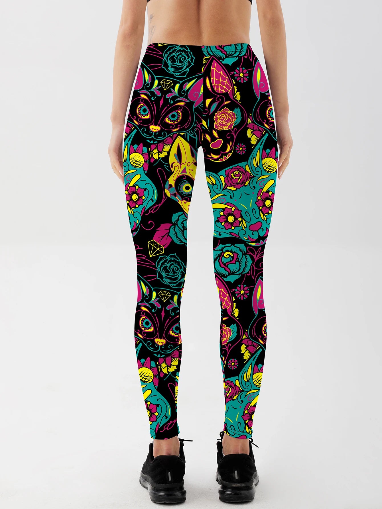 Cute Cat Printed Leggings For Fitness