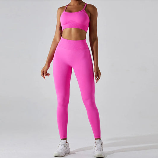 Women's Tracksuit Seamless Fitness Suit 2PCS Yoga Set Sportswear Workout