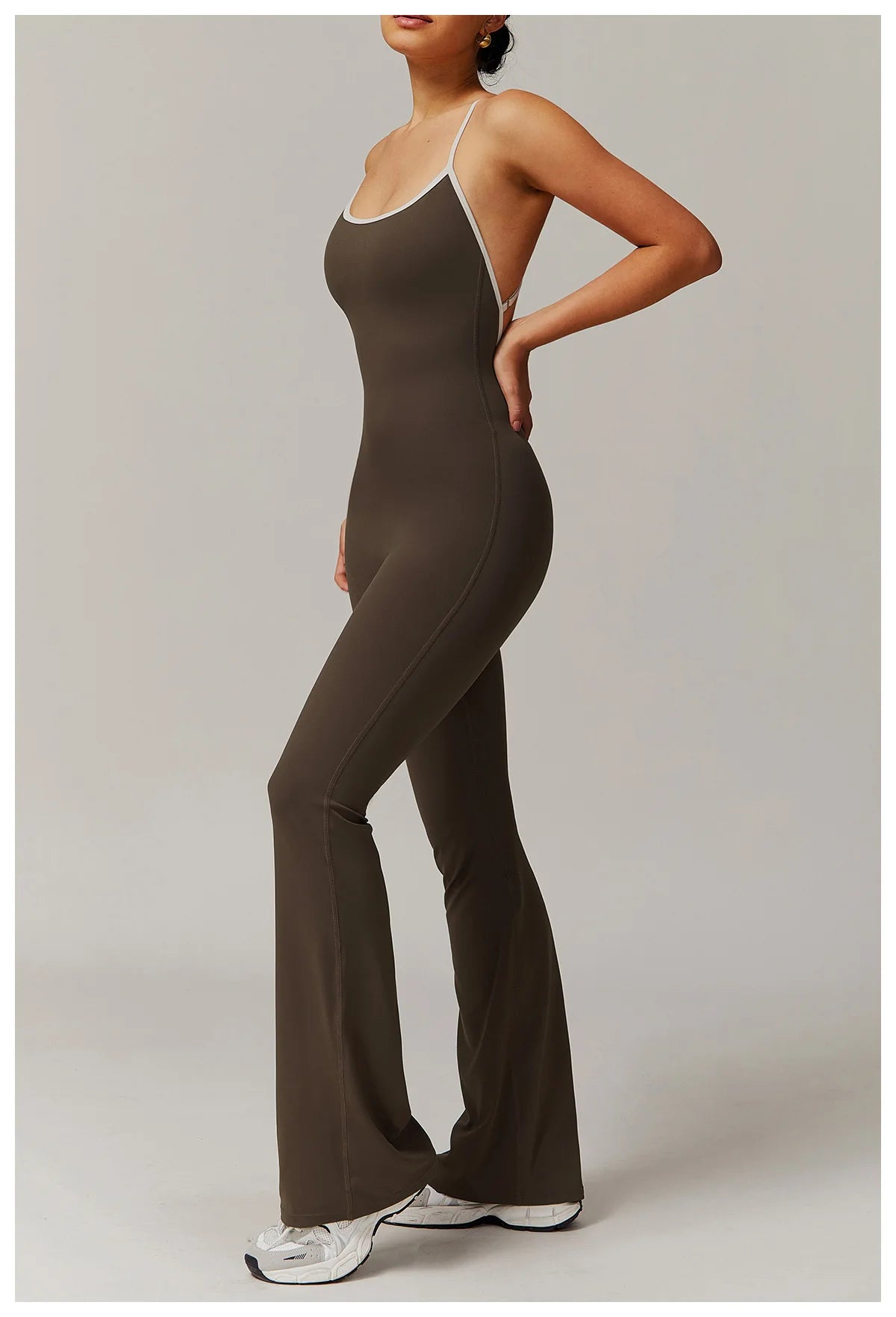 V Back Jumpsuit Gym Set