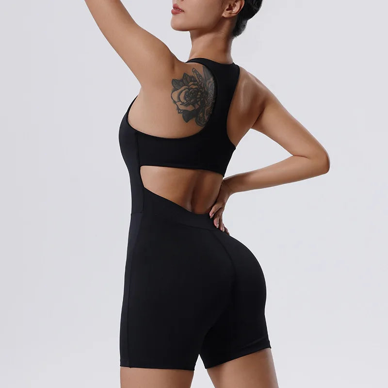 Zipper Yoga Jumpsuit Fitness Tracksuit