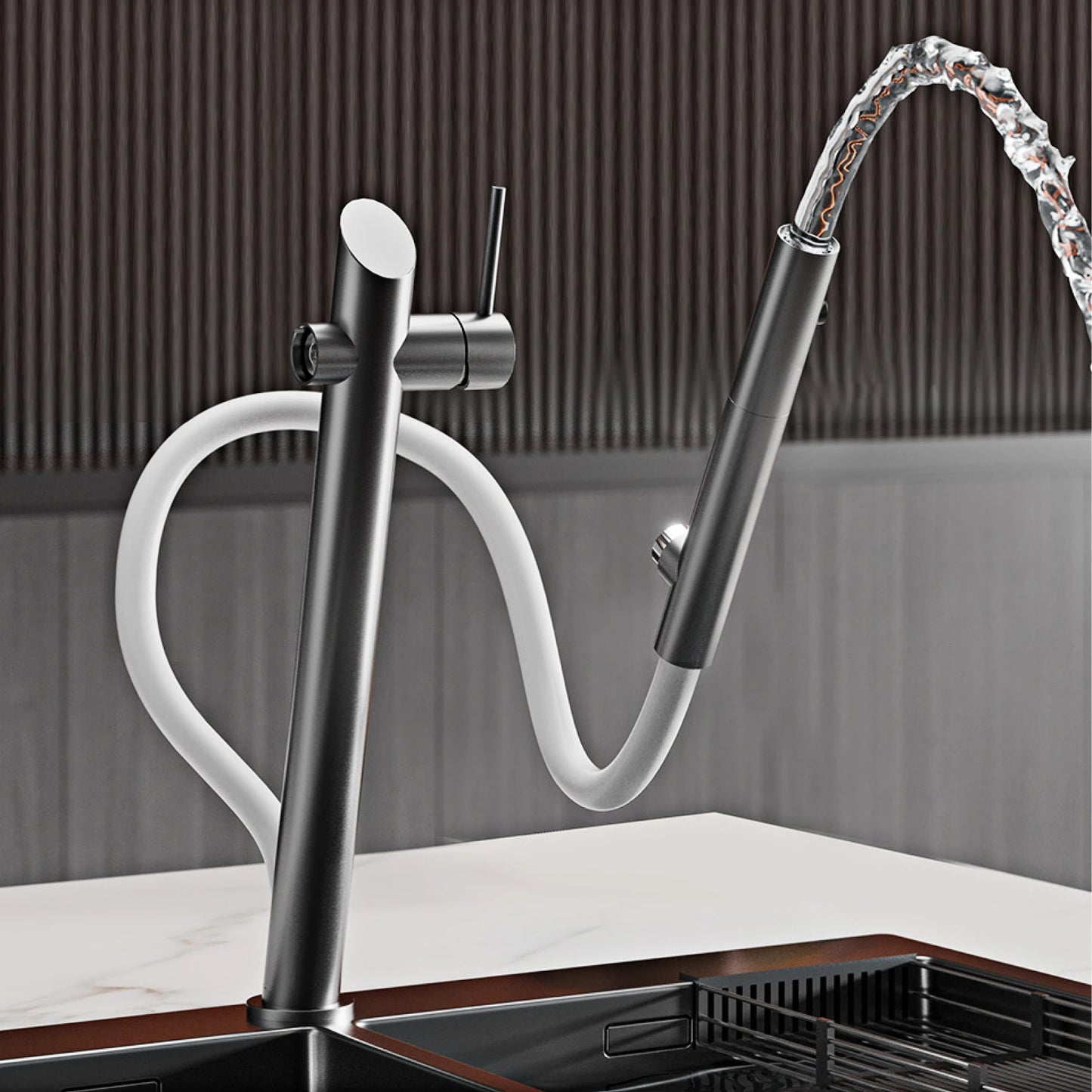 Luxury brass kitchen faucet with pull-out design