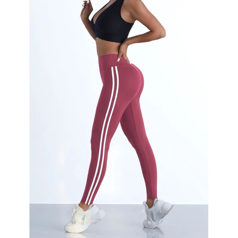 Yoga Leggings Women Striped Slim Sports