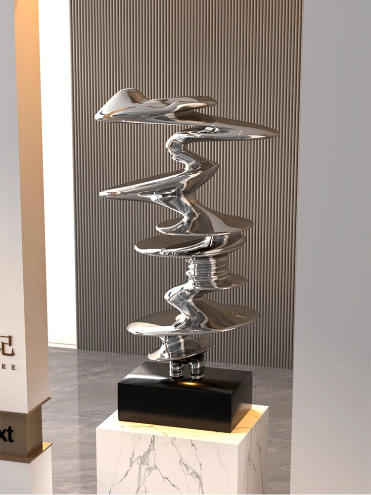 Electroplated Silver Abstract Sculpture Decoration,Luxury Art,Home,Living Room,Hotel Statue,Floor Decorations,82cm Customized