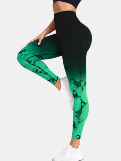 Gradient Tie Dye Yoga Pants Women Seamless Sport