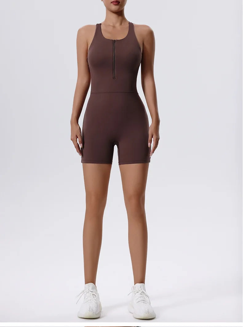 Zipper Yoga Jumpsuit Fitness Tracksuit