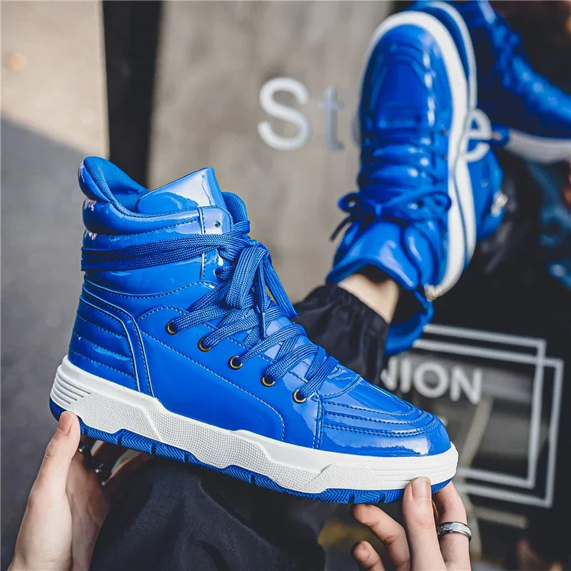 Blue Men Sneakers 2023 New Autumn High Top Men's Vulcanized Shoes Casual Fashion Teenagers Skateboard Shoes Zapatos De Hombre