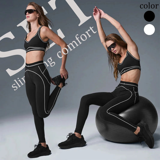 Seamless Leggings with Padded Stretchy Sports Bra