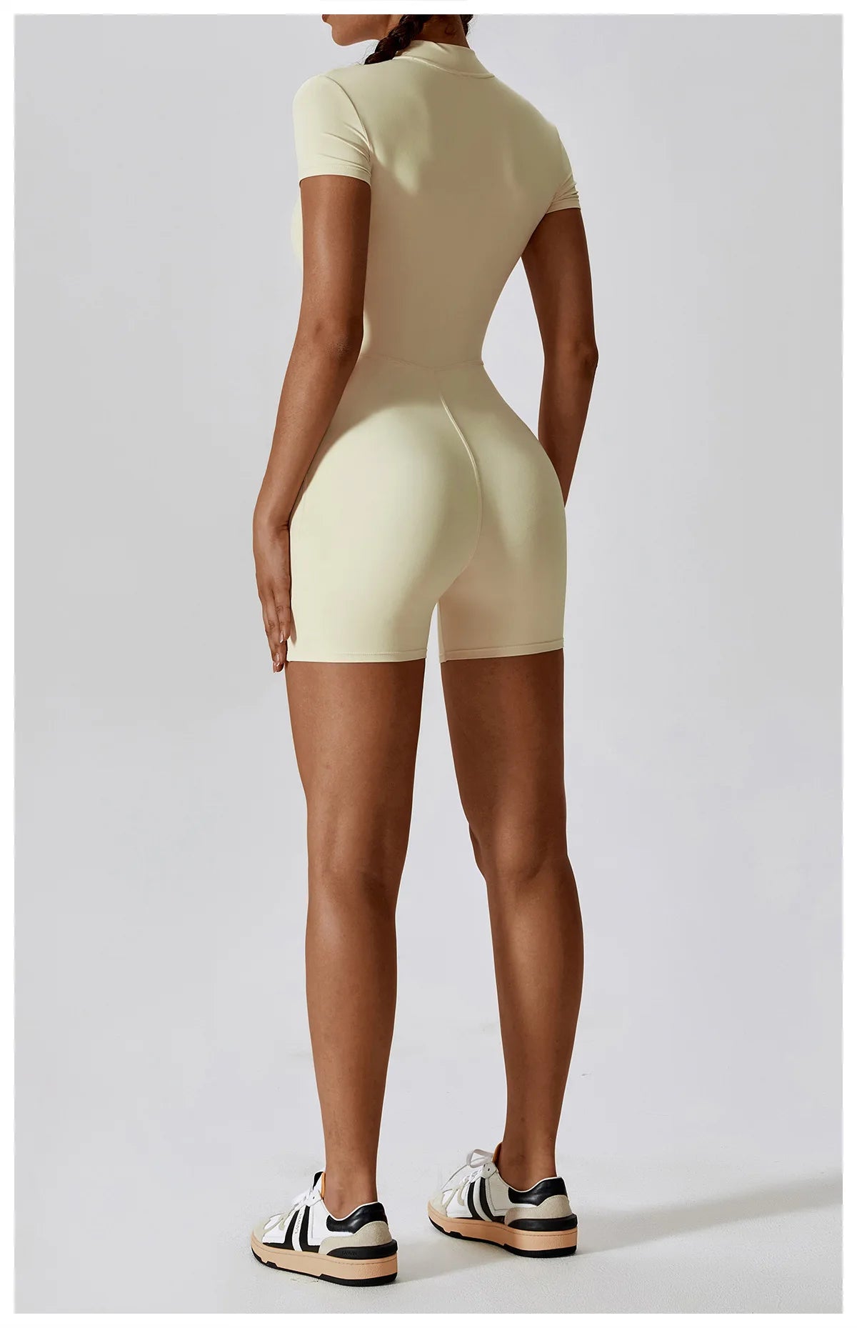 Yoga Set Women's One-Piece Suit Zipper Short Sleeve Gym Push Up Workout Clothes