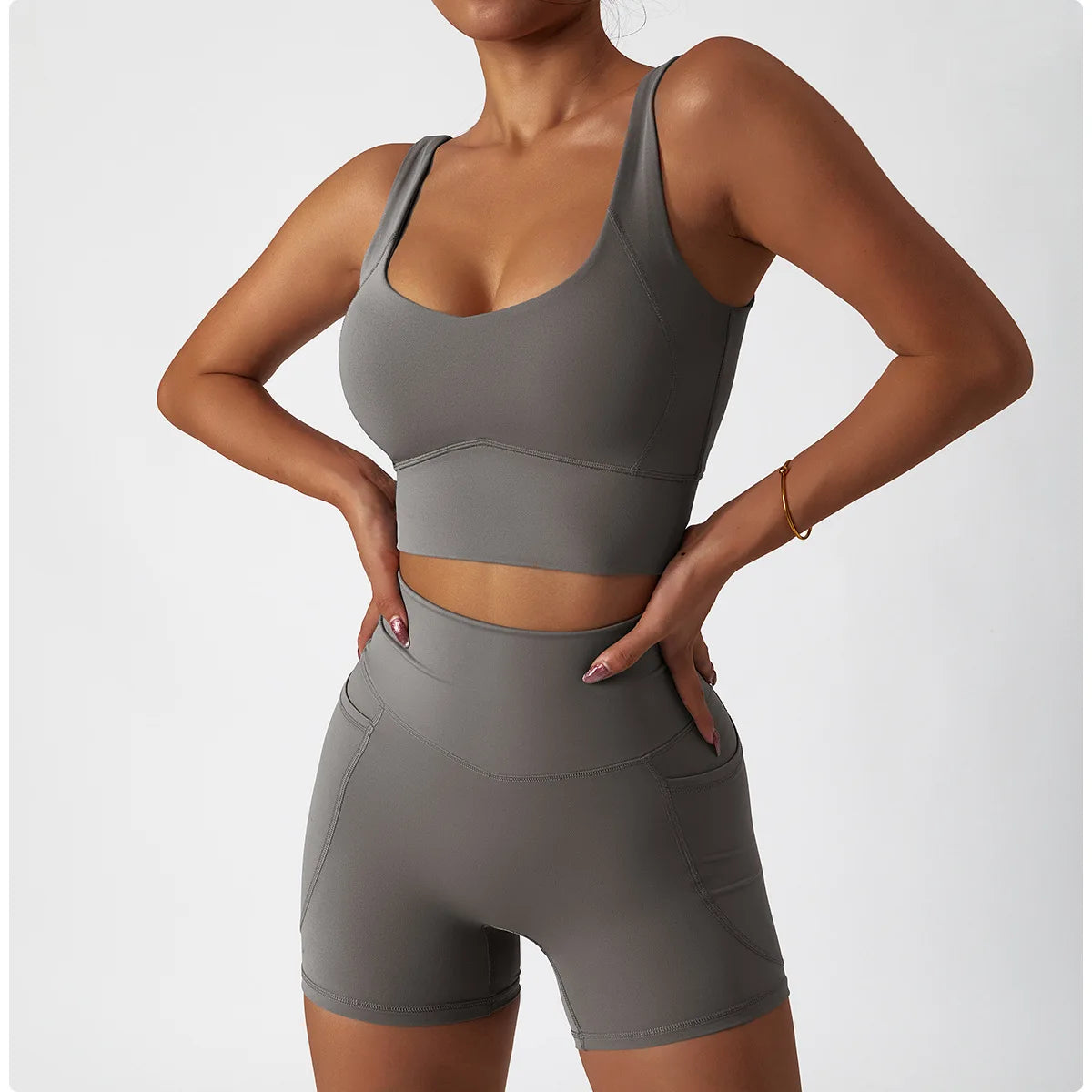 2PCS Seamless Women Tracksuit Yoga Set Workout Sportswear