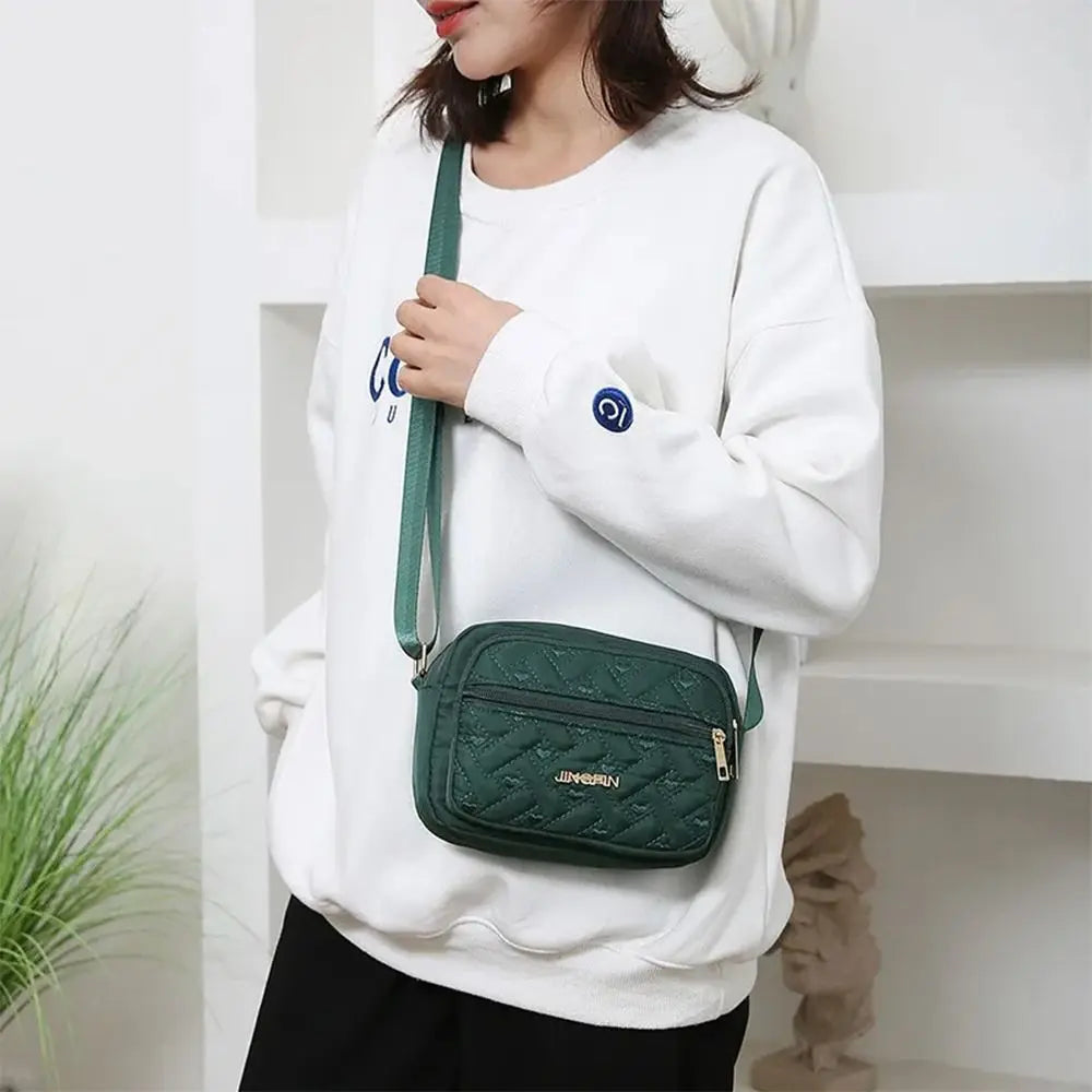 New Fashion Embroidery Bag Women's Zipper Handbag Women Nylon Square Handbags Lady's Shoulder Cross Body Female Bag