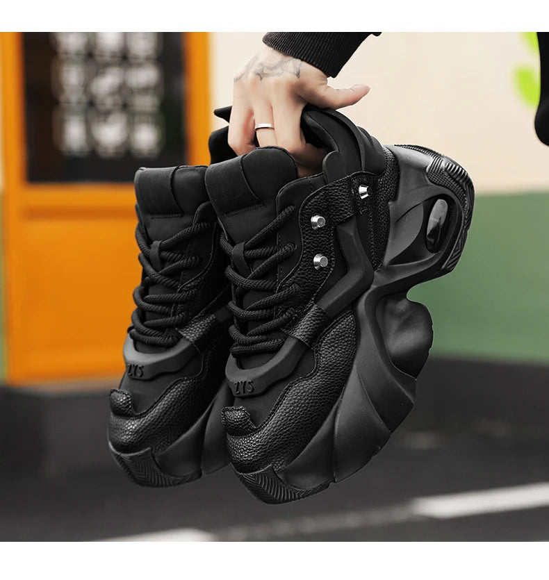 Luxury Men's Black Casual Sneakers Comfortable Platform Shoes Men Designer Height Increasing Sneakers Men Casual Sports Shoes