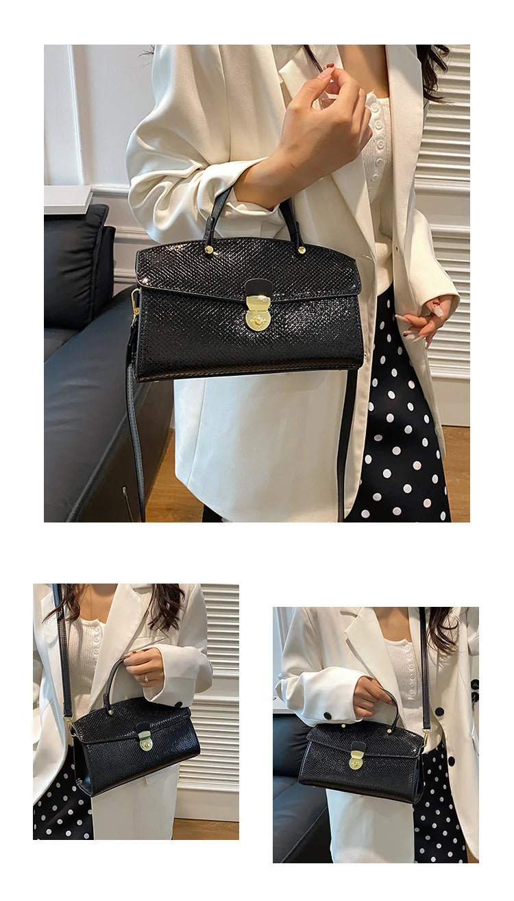 Fashion Handbag 2024 Wwomen's New Crossbody Leather Purse Serpentine Pattern Designer Bucket Luxury Brand Solid Color Tote Bag