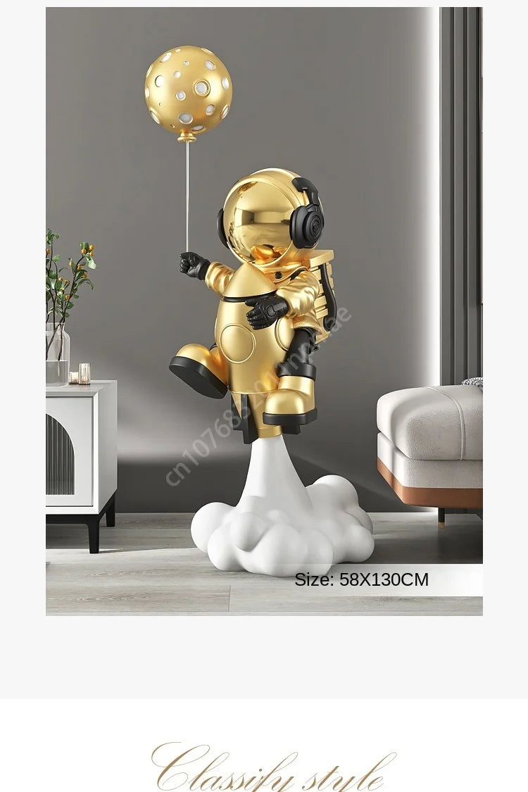 95cm Astronaut Balloon Lamp Sculpture Large Floor-standing Decoration Living Room TV Cabinet Home Decoration Statue Housewarming