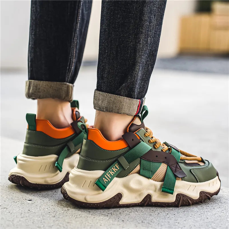 Trend Green Men's Thick Bottom Casual Sneakers Designer High Top Trainers Men Fashion Platform Shoes Breathable Chunky Sneakers