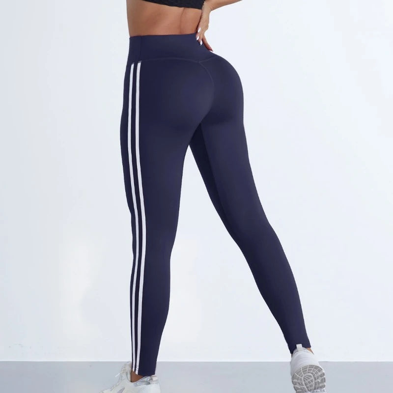 Yoga Leggings Women Striped Slim Sports