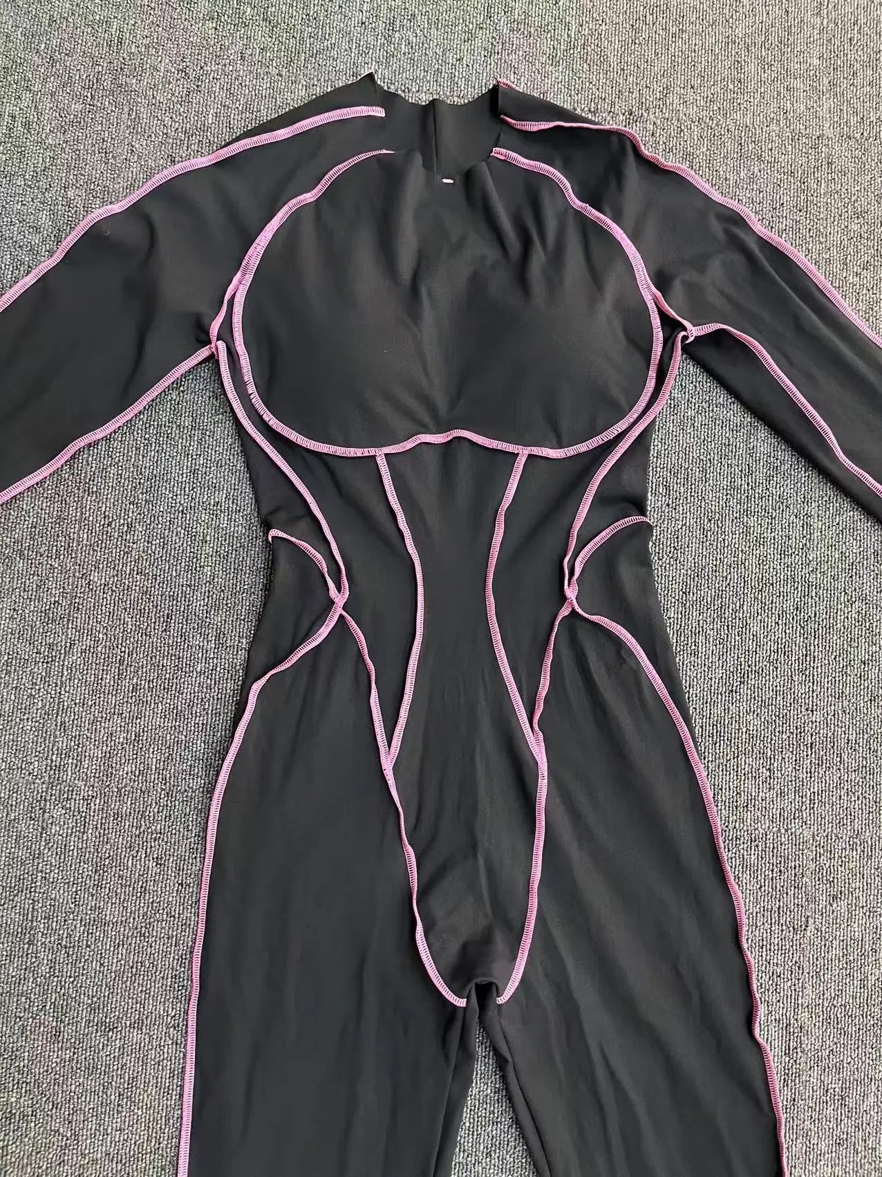 Yoga Suit Sport Fitness Seamless Line Contrast Color Skinny Pants One Piece