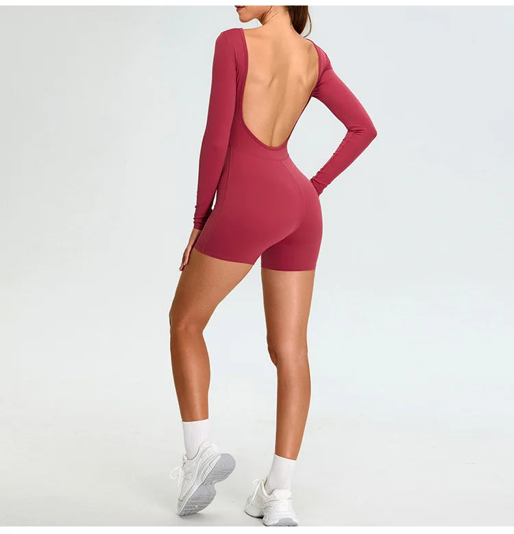 Yoga Suit Yoga Jumpsuit Long Sleeved Backless Rompers Sports Wear