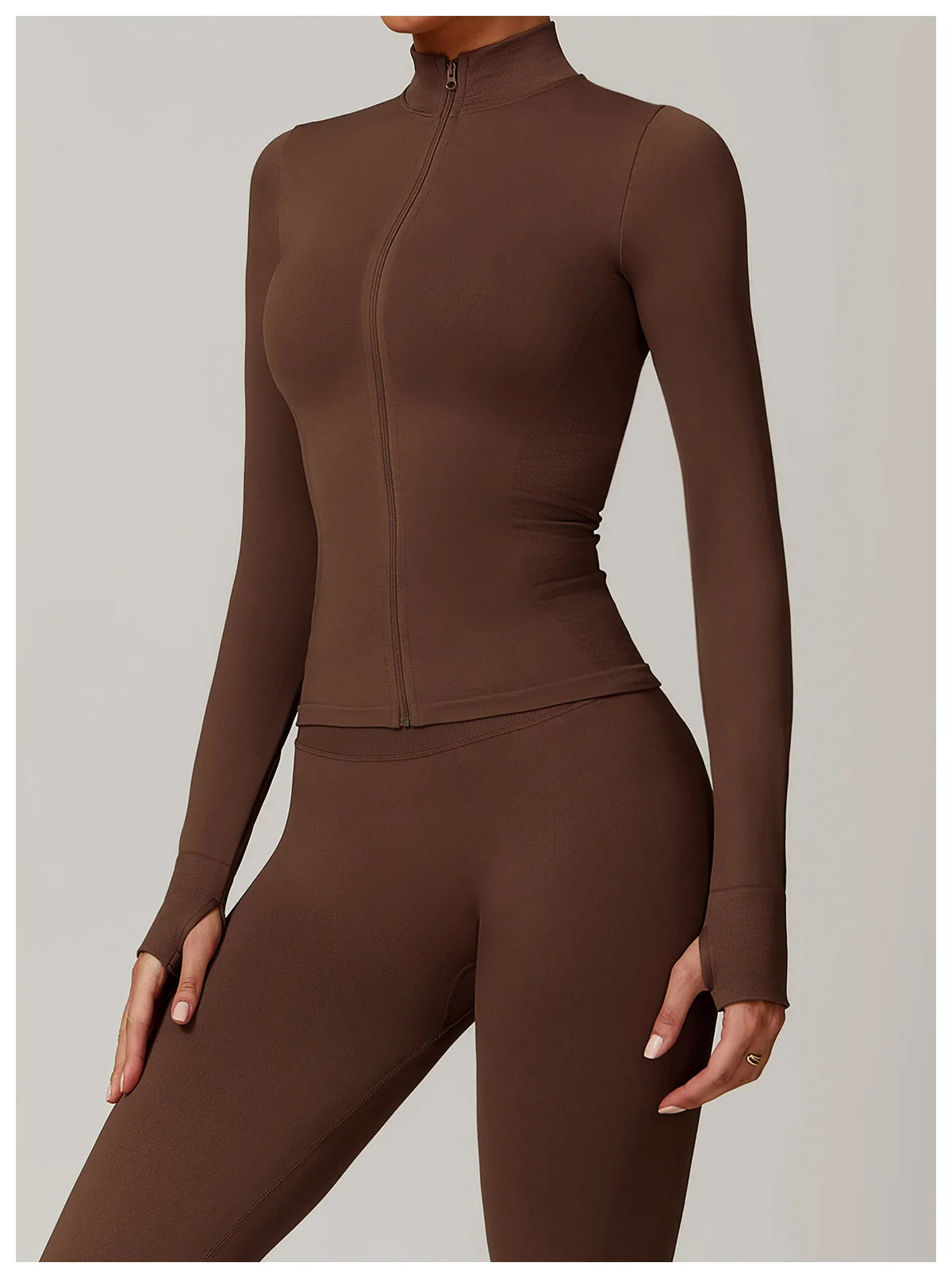 Seamless Yoga Clothes Women's Top Standing Collar Long Sleeved Sports Jacket