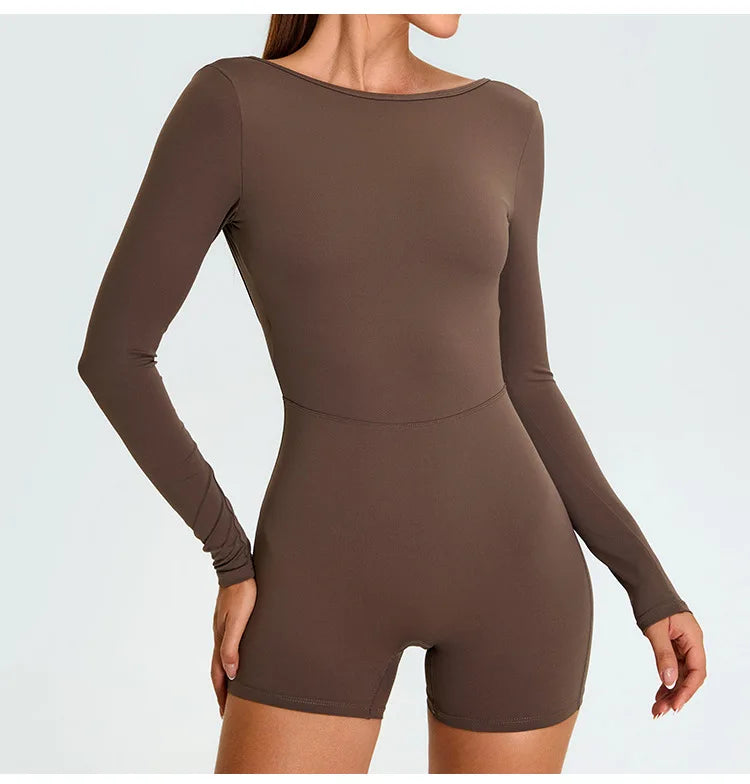 Yoga Suit Yoga Jumpsuit Long Sleeved Backless Rompers Sports Wear