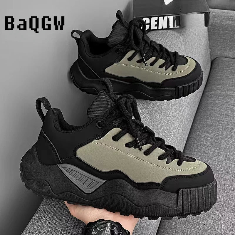 Designer Color Block Luxury Chunky Sneakers for Men Casual Thick Platform Fashion Casual Shoes Sports Running Trainers Tenis