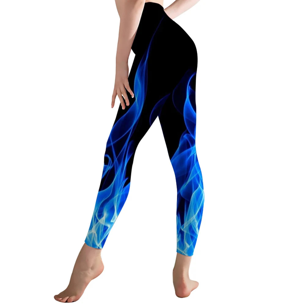 Sport Leggings Digital Fire Printed Tights Yoga Pants