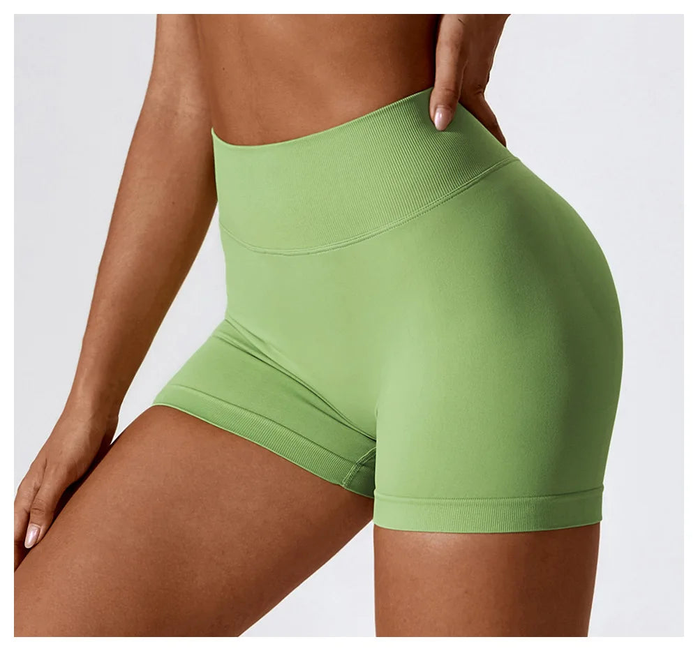 V Back Seamless Shorts Women Sports Shorts Cycling Yoga Shorts Scrunch Butt Biker Fitness High Waist Gym Shorts Leggings Woman