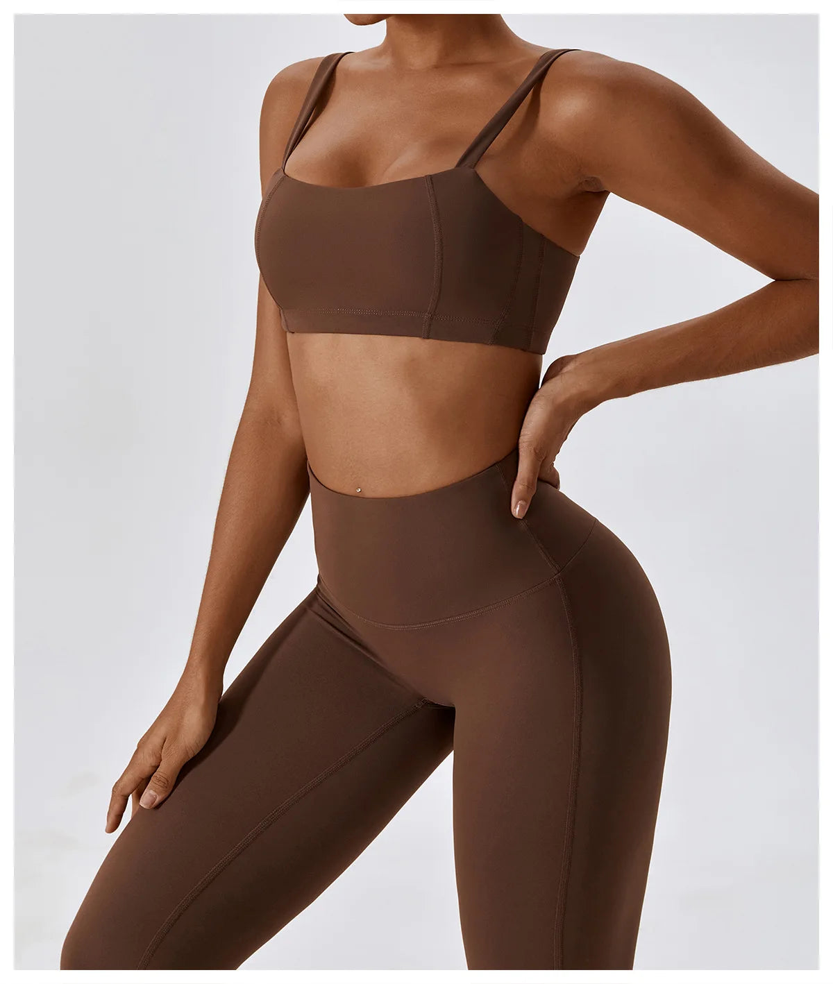 Athletic Wear High Waist Leggings And Top Two Piece Set Seamless Gym