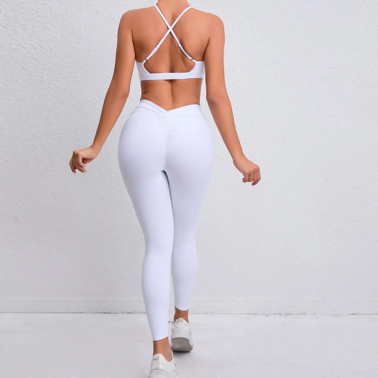 Sports Set Women Clothes Fitness Outfit Rib Yoga Suit Cross Running