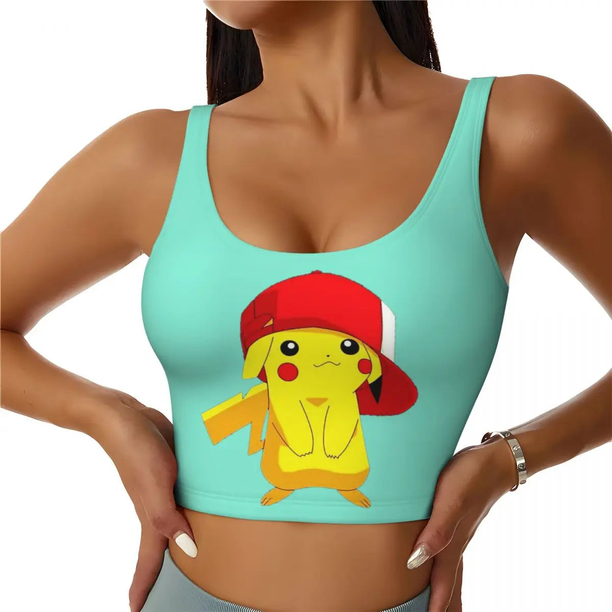 Custom High Impact  Pikachus Sports Bra Women Gym Workout Yoga Crop Top