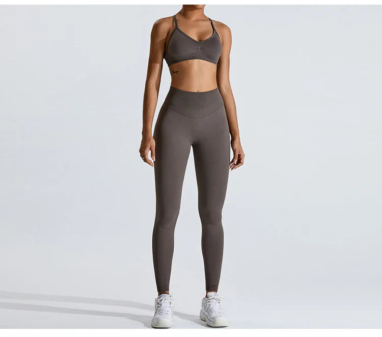 Gym Clothes Women 2 Pcs Yoga Set Sports Bra Seamless High Waist Leggings