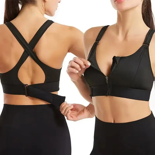 Front Zipper Adjustable Strap Bra