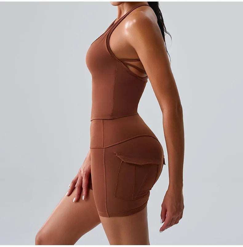 Sexy Women's Feeling Naked Training Set Gym Yoga 2 Pieces