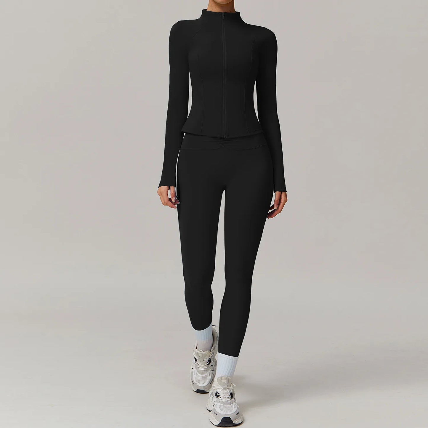 2PCS Yoga Suit Women Gym Set Long Sleeve Zipper